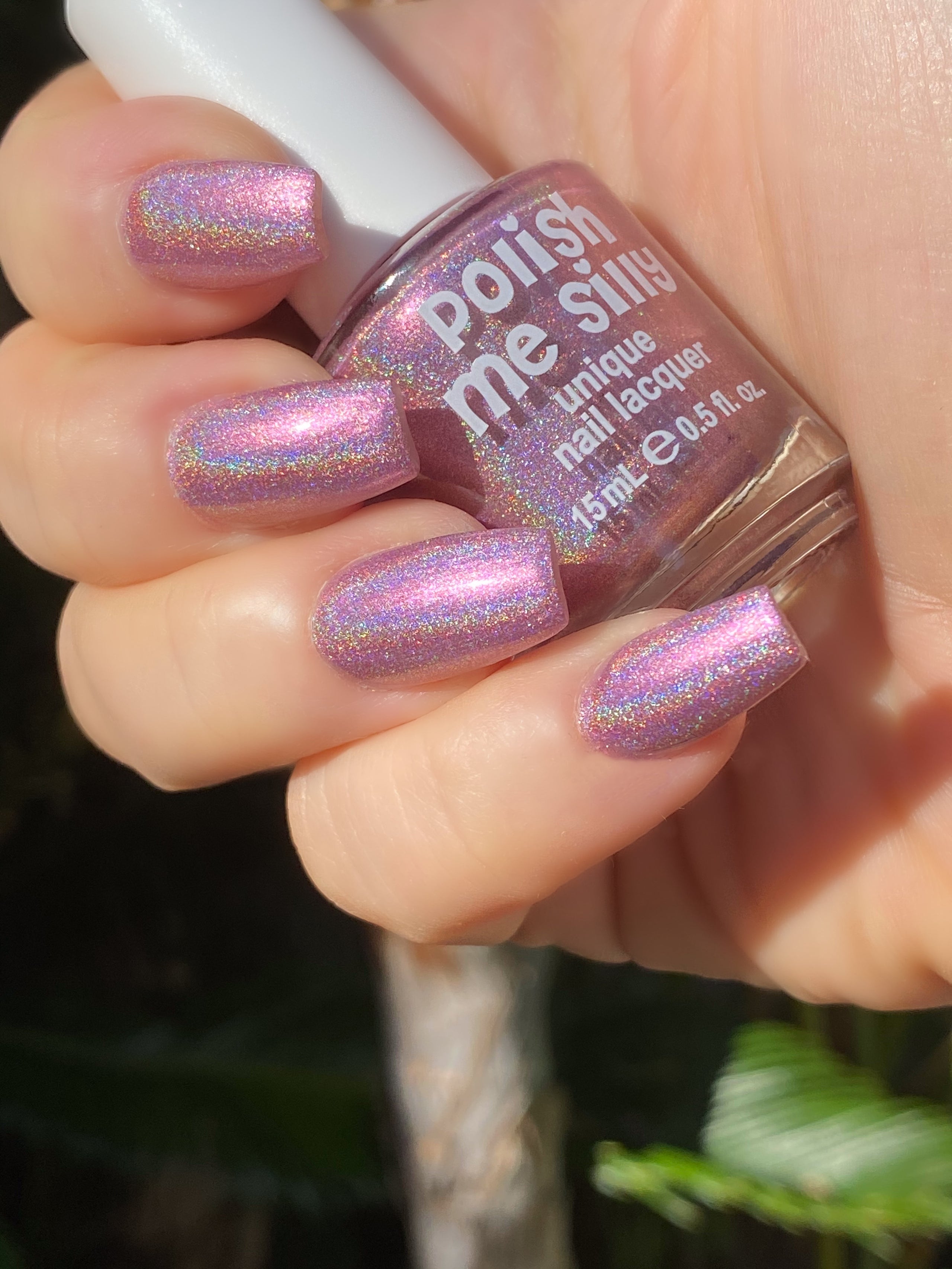 Baby Doll - Holographic: Pink Rainbow Custom-Blended Nail Polish Indie Lacquer / Polish Me Silly