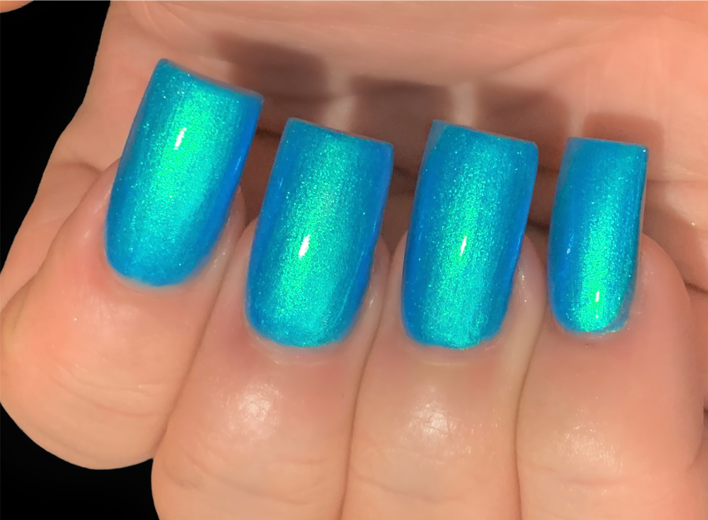 Aqua nails with glitter and nail art : r/Nails